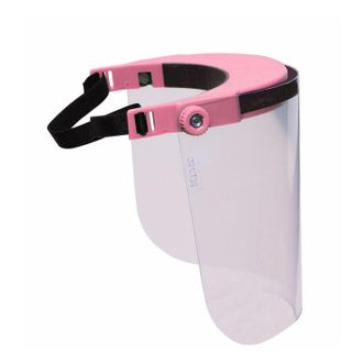 AMA Visiera rosa regolabile in policarbonato trasparente conforme alle normative riutilizzabile e resistente 160g