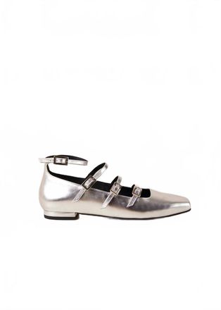 Alohas Luke Shimmer Leather Ballet Flats In Silver