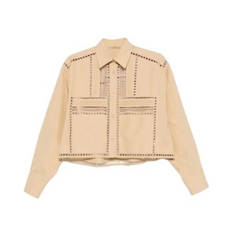 Ermanno Scervino Shirts, female, Beige, Size: XS Cutout Cropped Shirt