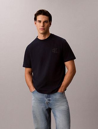 Calvin Klein Relaxed T-shirt met logo in reli&euml;f