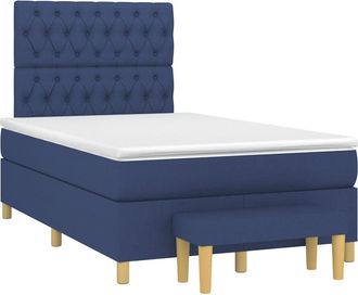 vidaXL Cama Box Spring Con Colch&oacute;n Tela Azul 120x190 Cm Vidaxl