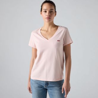 Levi's The Perfect V Neck Tee - Womens - L - Pink / Potpourri