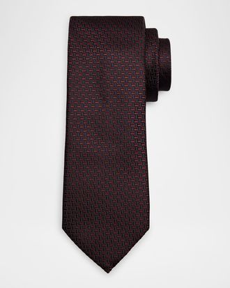 Ermenegildo Zegna Mens Bicolor Basketweave Silk Tie