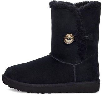 UGG (WMNS) UGG Bailey Button Gold Bling Boot Black 1118997-BKGD
