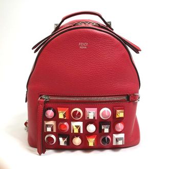 Fendi Red Color Leather Backpack (Pre-Owned)