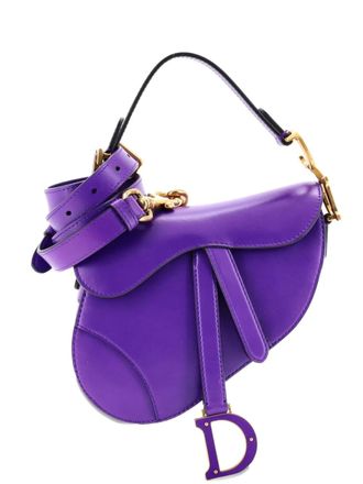 Dior Saddle Handbag with Strap Leather Mini shoulder bag - women - Calf Leather - One Size - Purple
