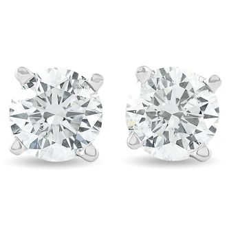 Pompeii3 1 1/4Ct Round Brilliant Cut Natural Diamond Studs in 14K Gold Basket Setting