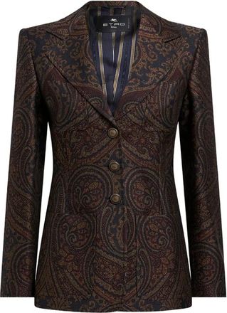 Etro Giacca Paisley Monopetto - Dames - Blazers - Blauw - M - Wol - Jassen