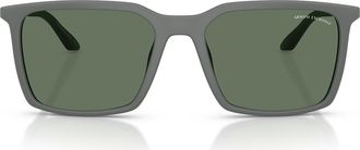 A|X Armani Exchange 55mm Square Sunglasses in Matte Grey /Dark Green at Nordstrom