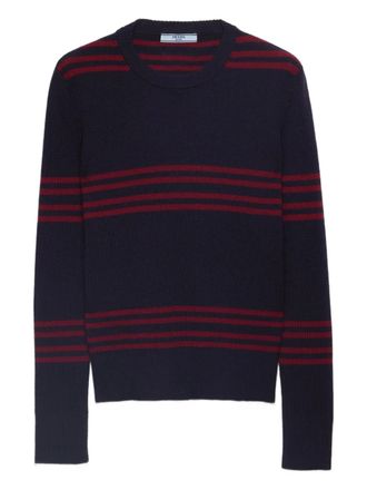 Prada striped ribbed sweater - women - Wool - 36 - Blue