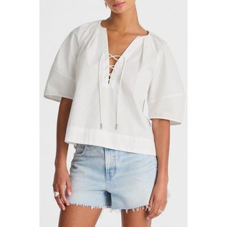 Madewell Cotton Poplin Lace-Up Top in White at Nordstrom Rack, Size Xx-Small
