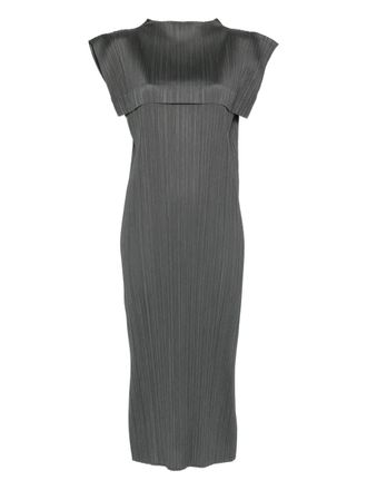 Pleats Please Issey Miyake Plooi-jurk met cape - Groen