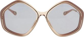 Chlo&eacute; Pentagonale Zonnebril met Regenboogkleuren - Dames - Zonnebrillen - Beige - 58 MM - Accessoires