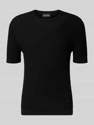 Emporio Armani Slim Fit T-Shirt mit Seiden-Anteil in Strick-Optik in Black, Gr&ouml;&szlig;e XXL