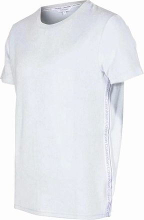 Calvin Klein Mens Logo Tape Towelling T-Shirt, Ice Storm Blue - White - Size: 36