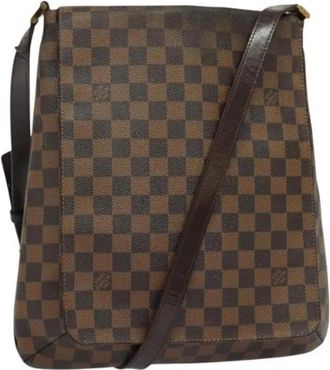 Louis Vuitton Tweedehands Canvas Louis Vuitton tassen - Dames - Vintage Schoudertas - Bruin - ONE Size - Leer - Vintage