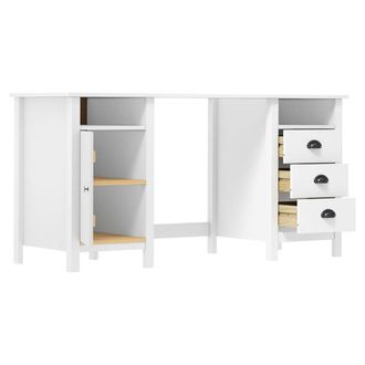Berkfield Home Sturdy Desk Hill White 150x50x74 cm Solid Pine Wood | Size: 150 x 50 x 74 cm