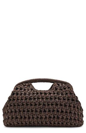 Mango Natural Fiber Frame Clutch in Chocolate at Nordstrom