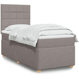 vidaXL Vidaxl - Cama Box Spring Con Colch&oacute;n Tela Gris Taupe 80x200 Cm