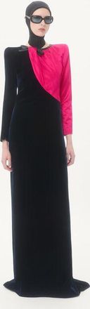 Valentino Abito Lungo In Velluto Sable Donna NOTTE/FUCSIA 40