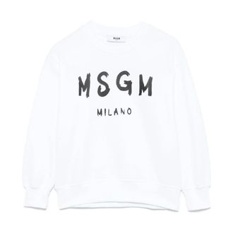 Msgm Crewneck Sweatshirt - male - MSGM - Kids Sweatshirts - White - 12 Y - Kids