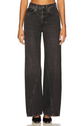 Anine Bing Brie Wide Leg Jeans In Washed Black