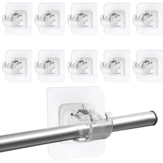OEM 10 Soportes Para Barras De Cortina Sin Necesidad De Taladrar, Transparentes, Autoadhesivos, Ganchos Autoadhesivos Para Barras De Cortina - Crezuo