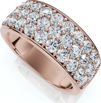 Pompeii3 1 1/2Ct Pave 3-Row Diamond Wedding Anniversary Ring 10k Gold Lab Grown