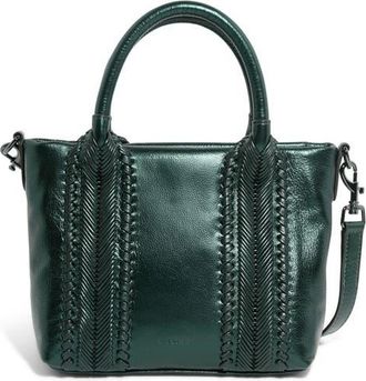 Aim&eacute;e All For Love Novelty French Leather Tote in Metallic Forest at Nordstrom