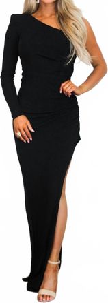 Maniju Side Surprise Shimmer Maxi Dress In Black