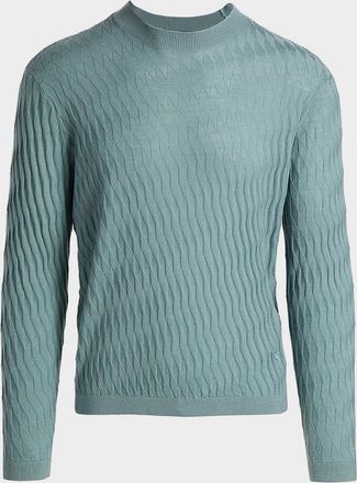 Emporio Armani Men & apos;s Wool Tonal Jacquard Crewneck Sweater