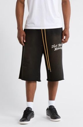 Diet Starts Monday Logo Print Distressed Drawstring Shorts in Vintage Black at Nordstrom, Size X-Large
