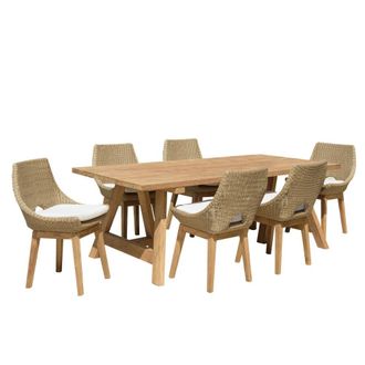 Macabane Muebles de jard&iacute;n de teca y rat&aacute;n recuperados. 6 plazas