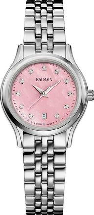 Balmain Beleganza Diamond & Mother-of-Pearl Bracelet Watch, 27.5mm in Pink Mop Stainless Steel at Nordstrom