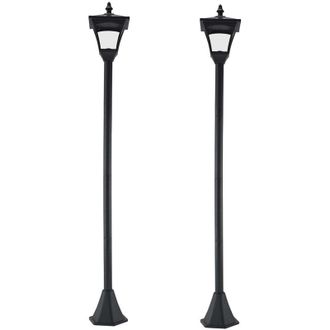OUTSUNNY Conjunto De 2 Farolas Solares Para Jard&iacute;n Con Paneles Solares Luces Led Inteligentes Y Protecci&oacute;n Al Ambiente Para Terraza Patio 15x15x120 Cm - Outsun