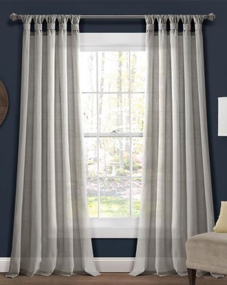 Triangle Home Fashions Burlap Knotted Tab Top Window Curtain Panels