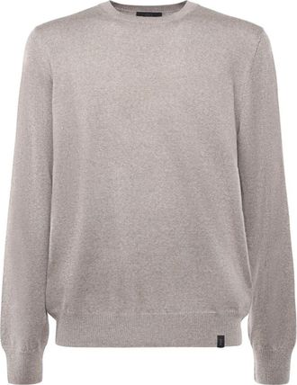 Fay Ribgebreide Trui met Ronde Hals - Heren - Ronde hals truien - Beige - 2XL - Wol - Truien & Vesten