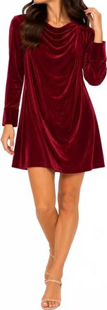 THML Clothing Emily Long Sleeve Cowl Neck Velvet Dress In Red