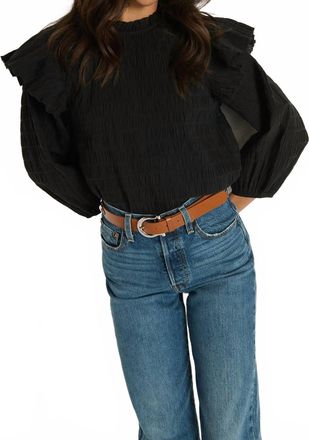 Nation Ltd Aria Ruffle Top In Jet Black