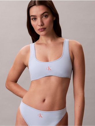 Calvin Klein Womens Monologo Swim Bralette - Blue - XS