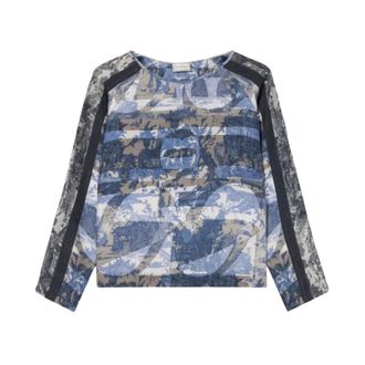 Pierre-Louis Mascia Blouses, female, Multicolor, Size: XS Silk Landscape Pattern Long-Sleeved Shirt