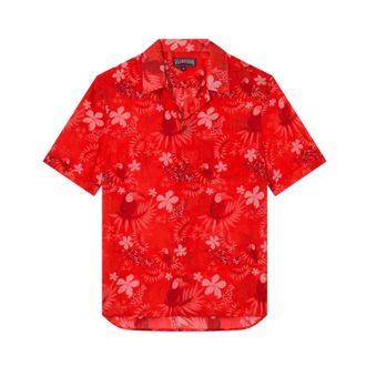Vilebrequin Charli Bowling Shirt Papel de Embrulho - Heren - Korte mouwen Overhemden - Rood - 2XL - Overhemden
