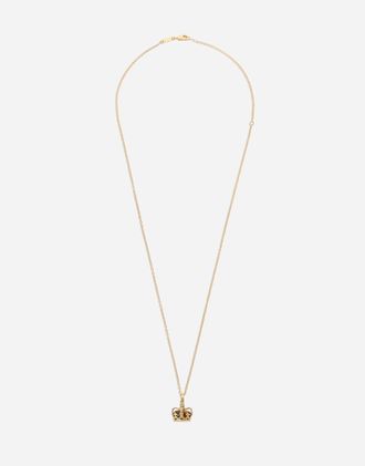 Dolce & Gabbana Crown Yellow Gold Pendant With Iron Eye - Man Necklaces Gold Onesize