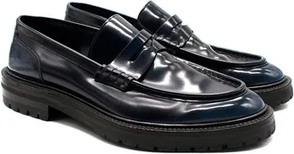 Burberry Navy Patent Leather Loafer Size 42