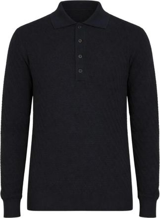 Paolo Pecora Long-sleeve Polo - Heren - Ronde hals truien - Zwart - S - Wol - Truien & Vesten