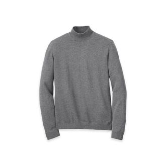 Paul Fredrick Supima Cotton Mock Neck Sweater in Medium Grey at Nordstrom, Size X-Large