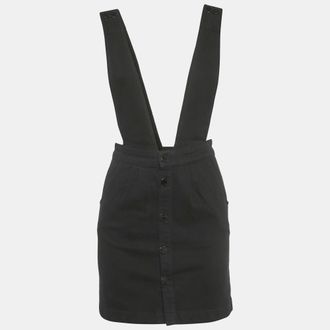 Maje Black Denim Strap Detail Ritana Mini Skirt