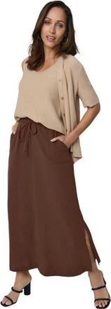 Jessica London Cotton Gauze A-Line Midi Skirt in Rich Brown at Nordstrom, Size 22
