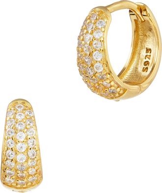Savvy Cie Jewels 18K GOLD STERLING SILVER WHITE CZ HOOP EARRINGS