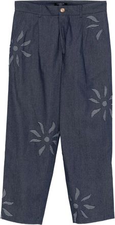 Labrum London floral-embellished high-waisted trousers - men - Fabric - S - Blue